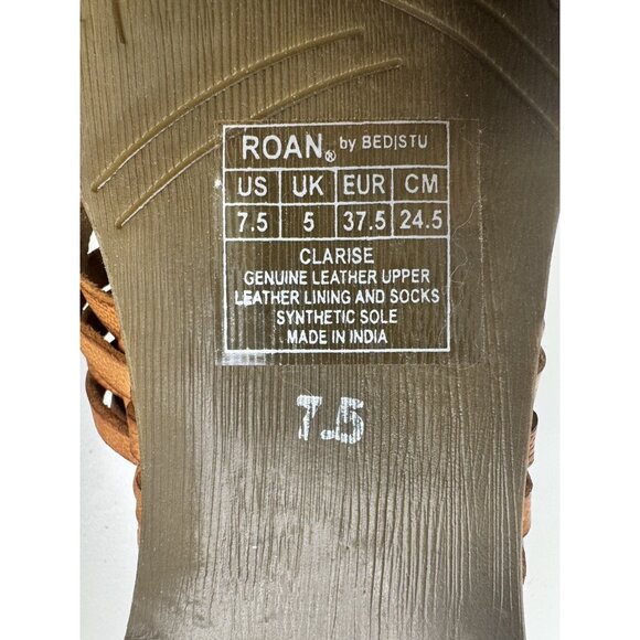 Roan By Bed-Stu Clarise Brown Leather Woven Sandals Size 7.5 - Picture 12 of 12